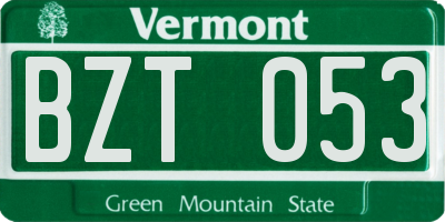 VT license plate BZT053