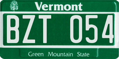 VT license plate BZT054