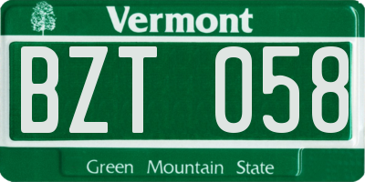 VT license plate BZT058