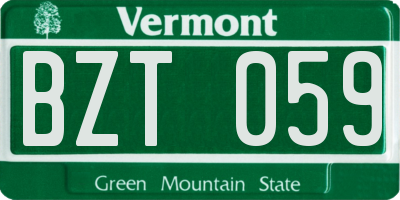 VT license plate BZT059