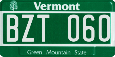 VT license plate BZT060
