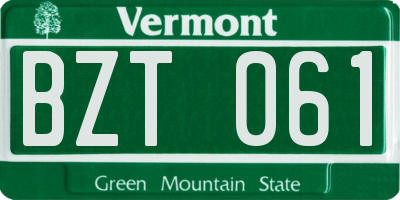 VT license plate BZT061