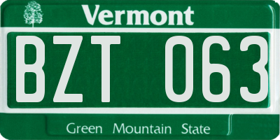 VT license plate BZT063