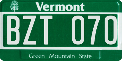VT license plate BZT070