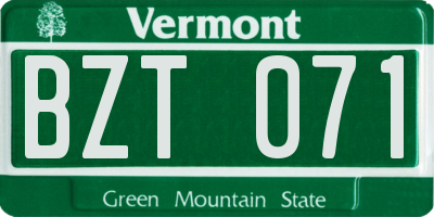 VT license plate BZT071