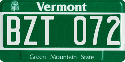 VT license plate BZT072