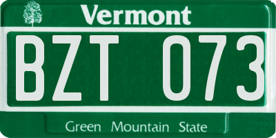 VT license plate BZT073