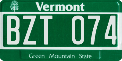 VT license plate BZT074