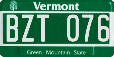 VT license plate BZT076
