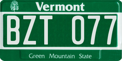 VT license plate BZT077