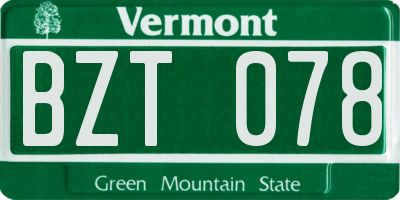 VT license plate BZT078