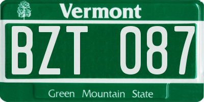 VT license plate BZT087