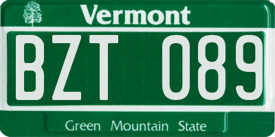 VT license plate BZT089