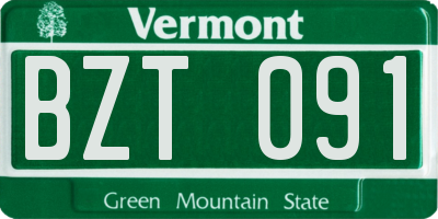 VT license plate BZT091