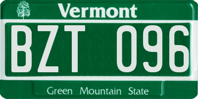 VT license plate BZT096