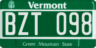 VT license plate BZT098