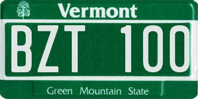 VT license plate BZT100