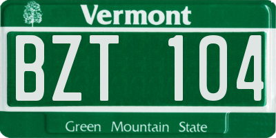 VT license plate BZT104