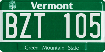 VT license plate BZT105