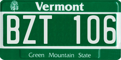 VT license plate BZT106