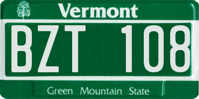 VT license plate BZT108