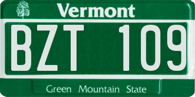 VT license plate BZT109