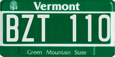 VT license plate BZT110