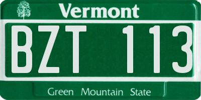VT license plate BZT113