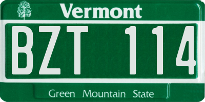 VT license plate BZT114