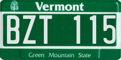 VT license plate BZT115