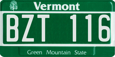 VT license plate BZT116