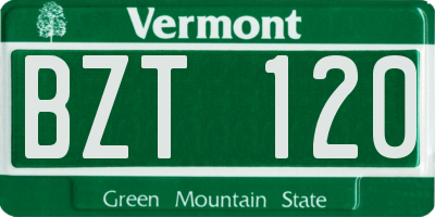 VT license plate BZT120
