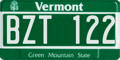 VT license plate BZT122
