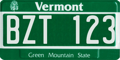 VT license plate BZT123