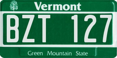 VT license plate BZT127
