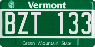 VT license plate BZT133