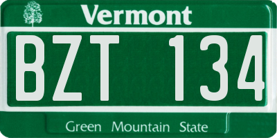 VT license plate BZT134