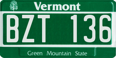 VT license plate BZT136