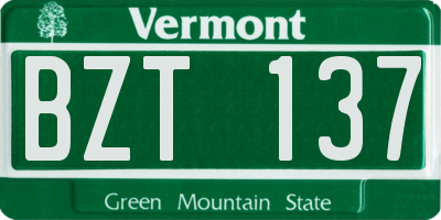 VT license plate BZT137