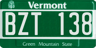 VT license plate BZT138