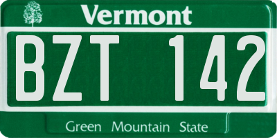 VT license plate BZT142