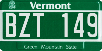 VT license plate BZT149