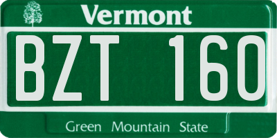 VT license plate BZT160