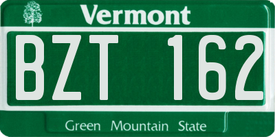 VT license plate BZT162