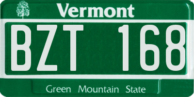 VT license plate BZT168