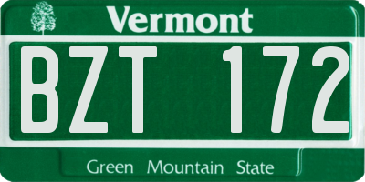 VT license plate BZT172