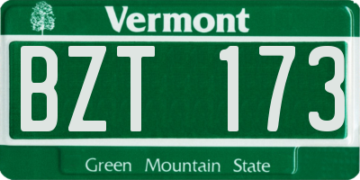 VT license plate BZT173