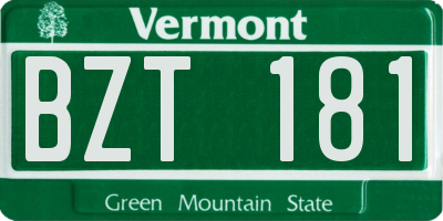 VT license plate BZT181