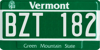 VT license plate BZT182