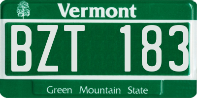 VT license plate BZT183